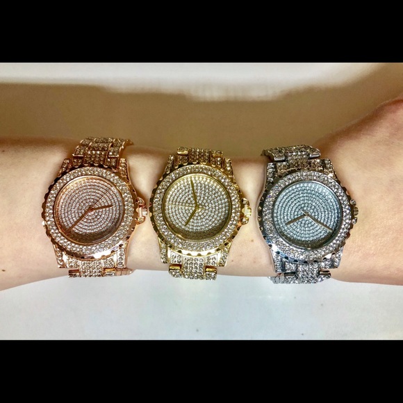 Rose Gold Crystal Covered Watch - Picture 6 of 8